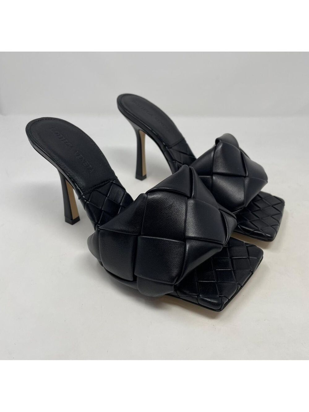 Bottega Veneta Lido intrecciato Leather Heeled Mule Sandals - NWT - Picture 5 of 15